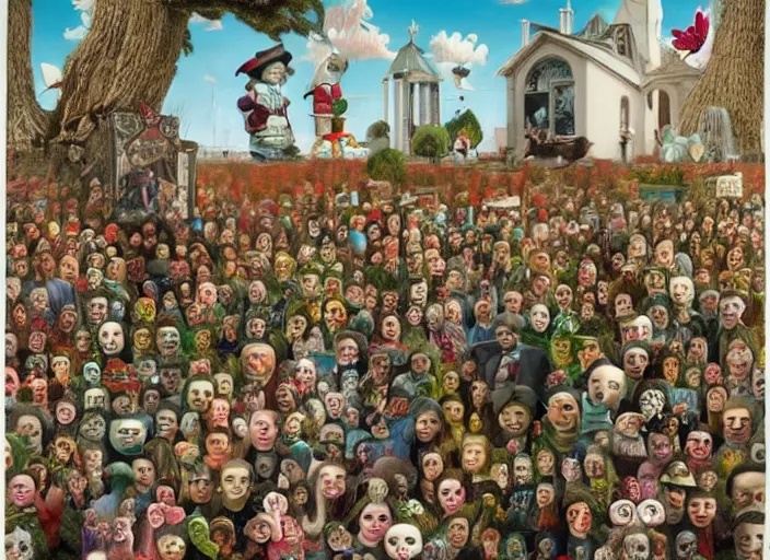 Image similar to folk art, lowbrow, matte painting, 3 - d highly detailed, in the style of mark ryden,