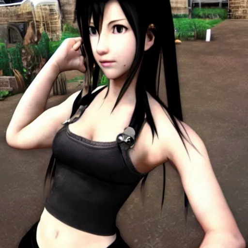 Image similar to aerith gainsborough mixed with tifa lockhart