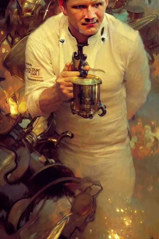 Image similar to gordon ramsay, painting by gaston bussiere, craig mullins, greg rutkowski, alphonse mucha