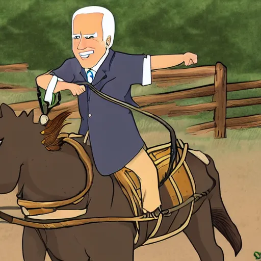 Image similar to biden riding a donkey, cartoon, manga, anime