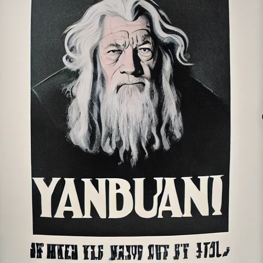 Prompt: a 1 9 4 0 s propaganda wanted poster of gandalf