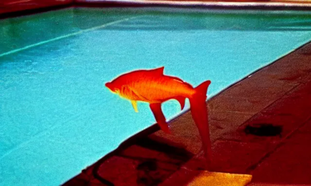 Image similar to sea creature in pool, photo from the 80s