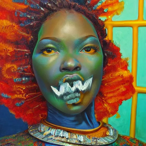 Image similar to If you really love me won't you tell me, then I won't have to be playing around, high quality oil painting afrofuturism, surrealism