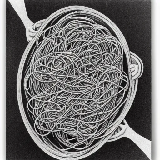 Image similar to spaghetti by m. c escher