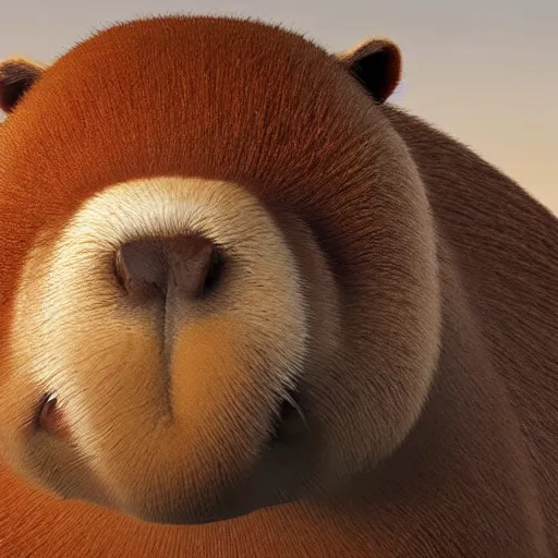 Image similar to an adorable capybara by pixar, octane render, new contemporary art