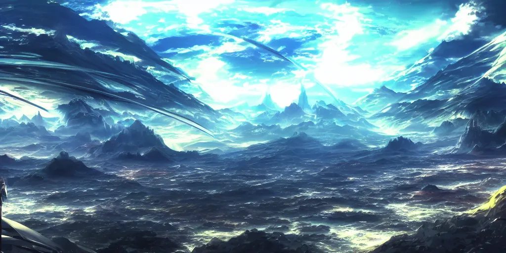 Prompt: hd anime futuristic landscape, 4 k, stunning, full hd wallpaper