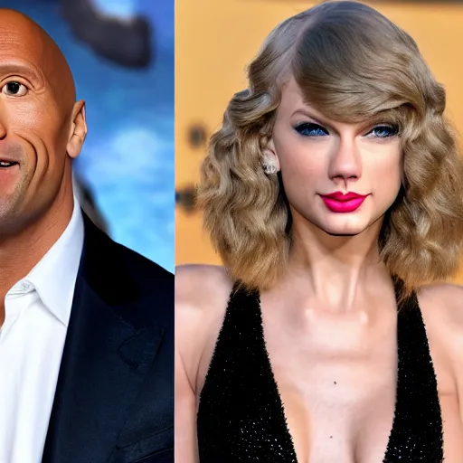 Image similar to Dwayne the rock Johnson, Taylor swift hair, Taylor swift face