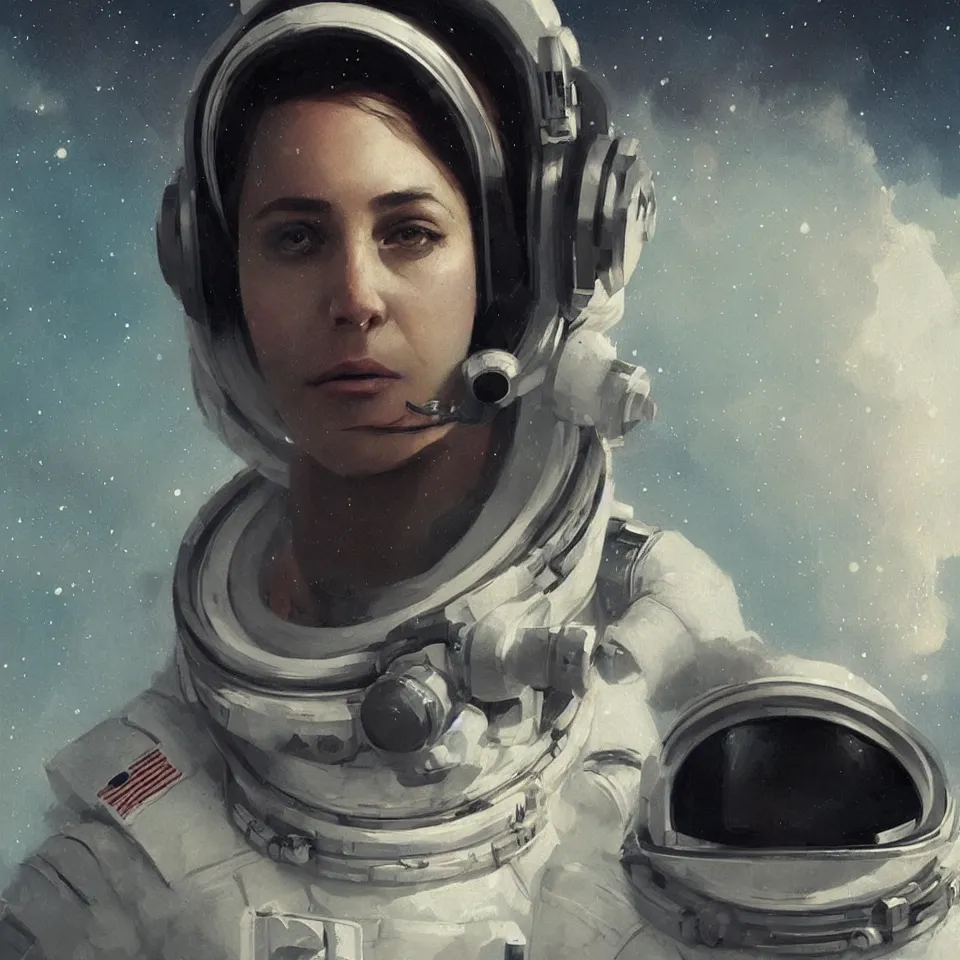 Image similar to a portrait astronaut wearing a headphone, digital painting, digital art, beautiful, cinematic, 4 k, ultra hd, art by greg rutkowski