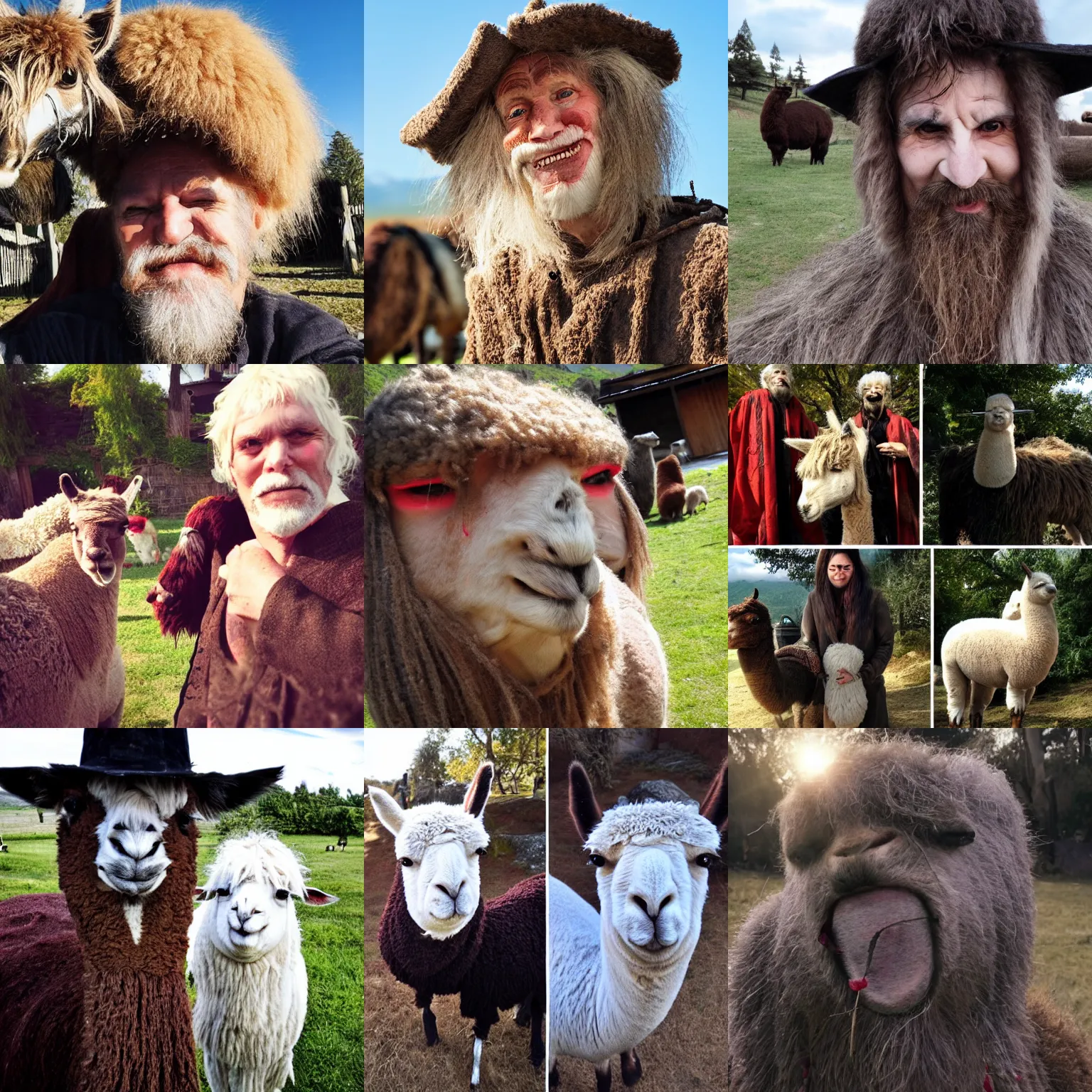 Prompt: <photo headshot quality=hd+>Ancient Vampire Enjoying The Sun <photobomb>Alpaca making an extreme trollface</photobomb></photo>