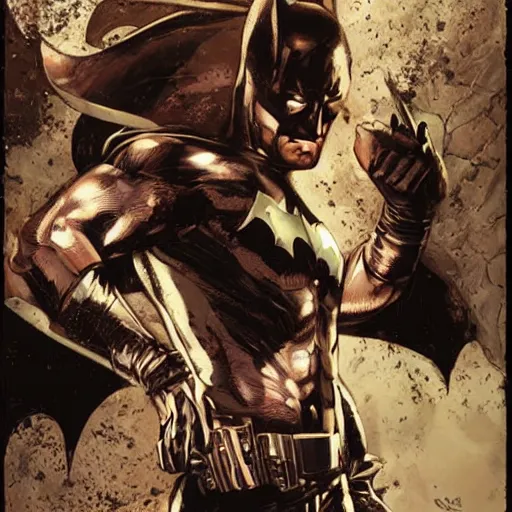 Image similar to comic book cover art of batman by lee bermejo and greg rutkowski