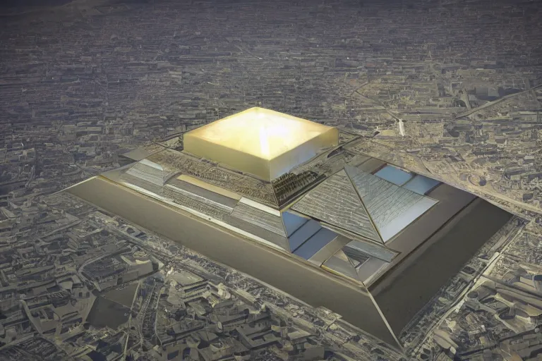 Image similar to Pyramid as a power plant, Future technology