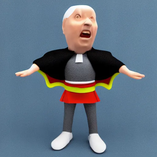 Image similar to plastic toy man with cape flying, white background, 3 d product render, 8 k,