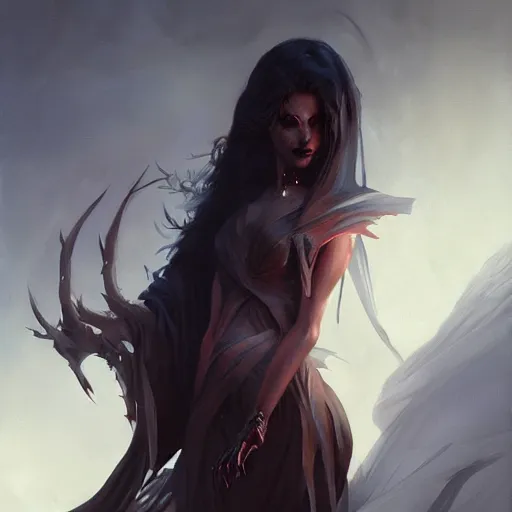 Prompt: a beautiful painting of a dark goddess of death, by Greg rutkowski and artgerm, trending on artstation