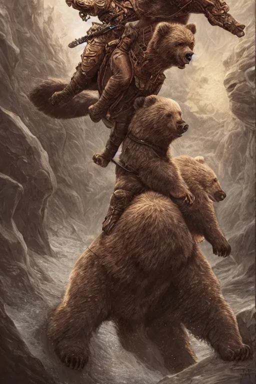 Image similar to Vladimir putin as a ruggedly handsome hero riding a bear, intricate, elegant, highly detailed, centered, digital painting, artstation, concept art, smooth, sharp focus, illustration, art by artgerm and donato giancola and Joseph Christian Leyendecker, Ross Tran, WLOP