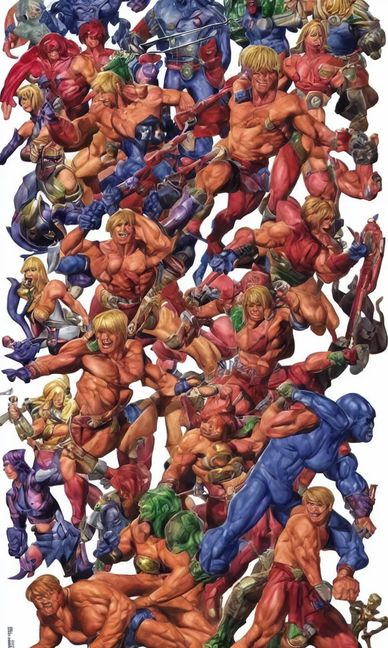 Image similar to he - man full body character design by alex ross