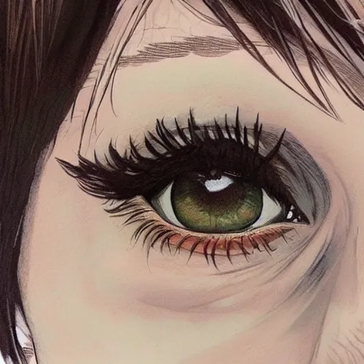 Prompt: a beautiful artwork of a close-up of a woman's eyelid by Jerome Opeña, featured on artstation
