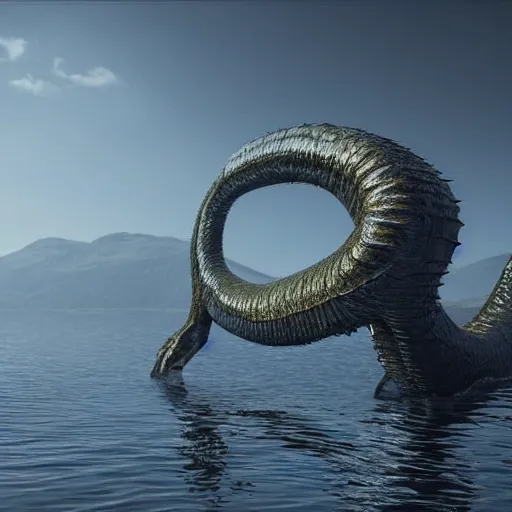 Image similar to loch ness monster, highly detailed, photorealistic portrait, bright studio setting, studio lighting, crisp quality and light reflections, unreal engine 5 quality render