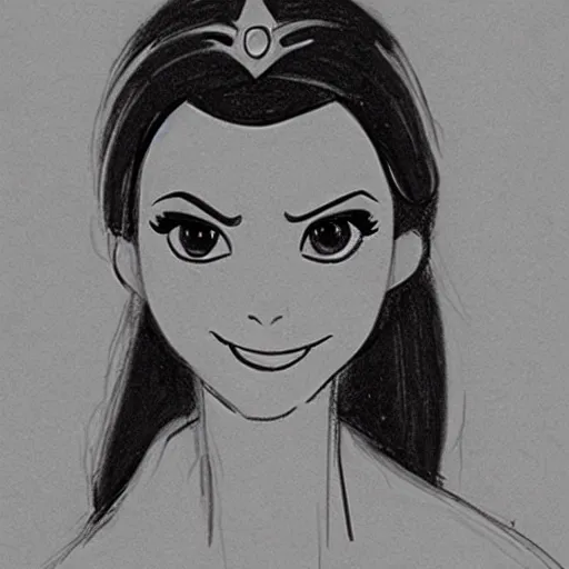 Image similar to milt kahl sketch of victoria justice as princess padme from star wars