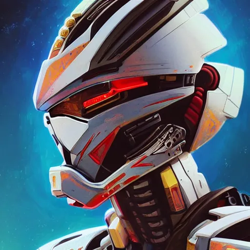 Image similar to a portrait of a stunning beautiful the predator gundam pilot, with an intricate, detailed, urban inspired hiphop afro futuristic helmet, vector behance hd jesper ejsing, rhads, makoto shinkai, lois van baarle, ilya kuvshinov, rossdraws, hd, 3 2 k, ilya kuvshinov, gustav klimt