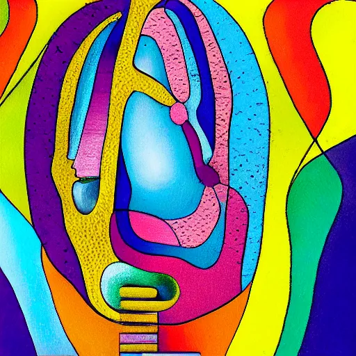 Prompt: colorful woman inside her fingerprint , surrealistic abstract art in the style of cubism