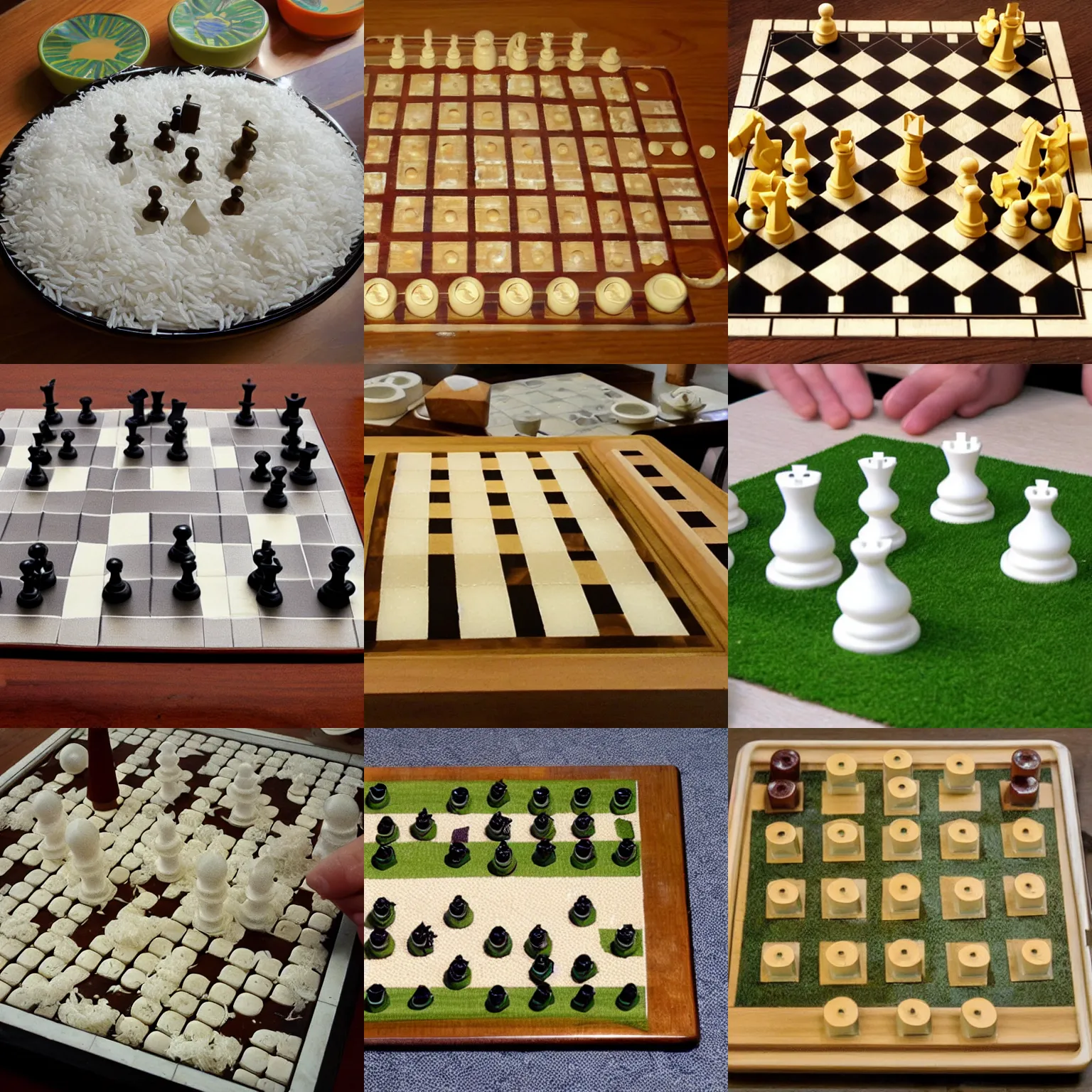 Prompt: rice chess, which is played by the rice robots