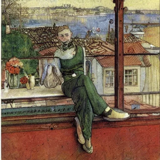 Prompt: a postcard by carl larsson