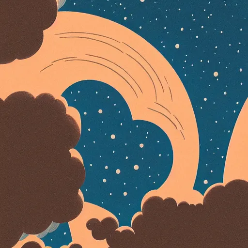 Image similar to ilya kuvshinov, mcbess illustration of an amazing meteor shower