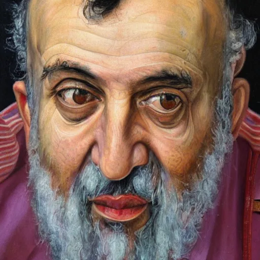 Image similar to high quality high detail painting by lucian freud, hd, imam khomeini