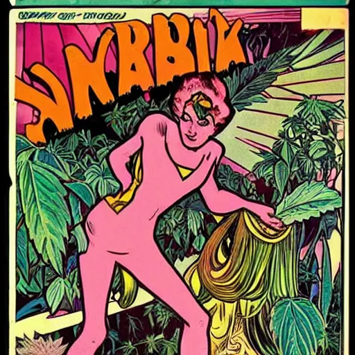 Prompt: cannabis is great, australia, comic book art by steve ditko and jack kirby and ( alphonse mucha )