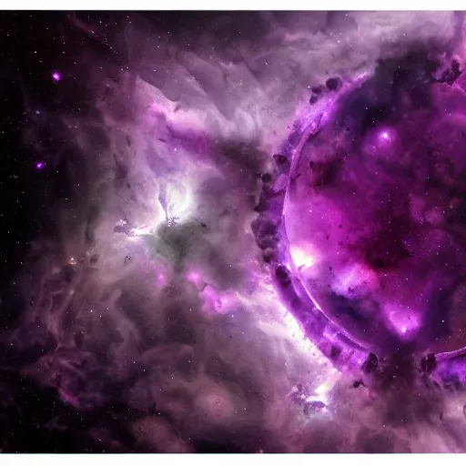 Image similar to Purple nebula, highly detailed, artstation.