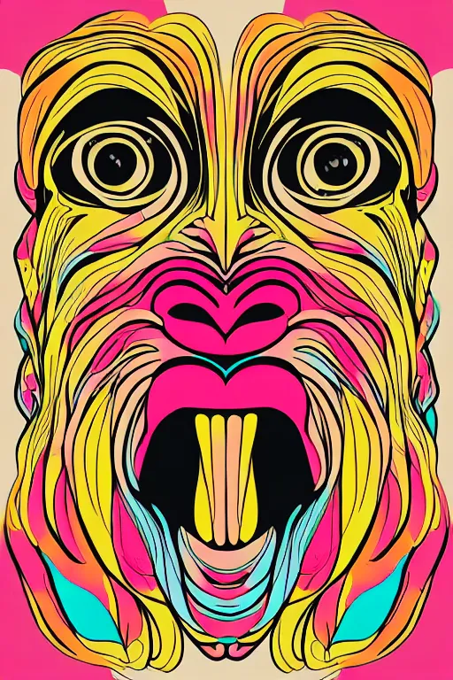 Image similar to minimalist boho style art of colorful monkey, illustration, vector art