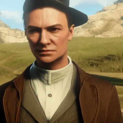 Prompt: Film still of Tom Riddle, from Red Dead Redemption 2 (2018 video game)