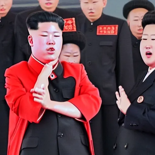 Image similar to king jong un dancing while crying