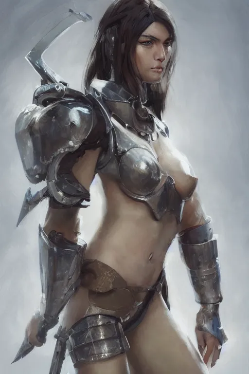 Prompt: a photorealistic painting of an attractive young girl, partially clothed in battle armor, olive skin, long dark hair, beautiful bone structure, perfect eyes, symmetrical facial features, intricate, elegant, digital painting, concept art, illustration, sharp focus, minimal artifacts, from Metal Gear, in the style of Ruan Jia and Mandy Jurgens, by Greg Rutkowski, trending on Artstation, award winning