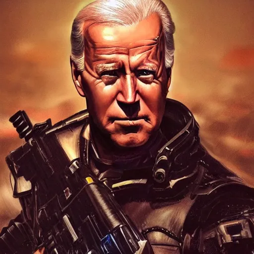 Image similar to joe biden as an evil T-800, dramatic lighting, cinematic, establishing shot, extremly high detail, photorealistic, cinematic lighting, artstation, style by James Gurney