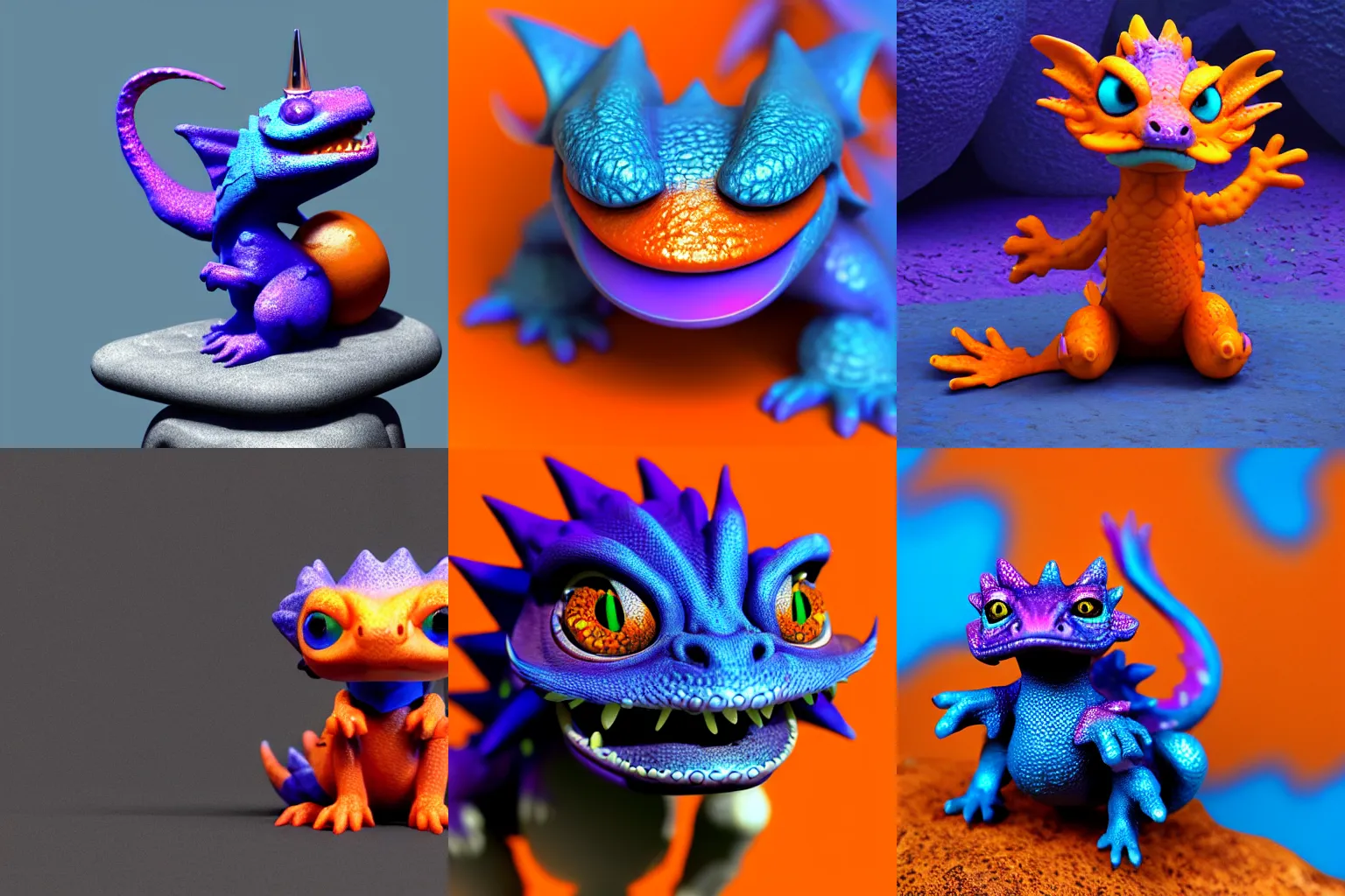 Prompt: orange blue purple, small dragon full body, cute face, two very large silver eyes, pearlescent scales, sitting on a stone, dark background, adorable, Houdini 8k hd, Fantasy, atmospheric, global illumination, rendered in octane, hyperrealism, cinematic lighting, photorealistic, sharpen, accurate, Vibrant, 8K Textures, Rule of Thirds, Symmetrical, Cinematic View, Elaborate, Insane Detail, Digital Art, Epic Atmosphere, Extremely Detailed, epic