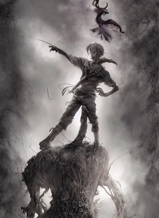 Image similar to portrait, zombie peter pan with tinkerbell, watercolor, dramatic lighting, cinematic, establishing shot, extremly high detail, foto realistic, cinematic lighting, pen and ink, intricate line drawings, by Yoshitaka Amano, Ruan Jia, Kentaro Miura, Artgerm, post processed, concept art, artstation, matte painting, style by eddie mendoza, raphael lacoste, alex ross