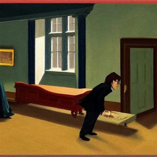 Image similar to Harry Potter in the style of Edward Hopper