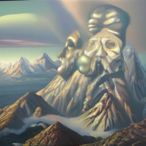 Image similar to mount olympus, oil and acrylic on canvas, surrealism, high detail