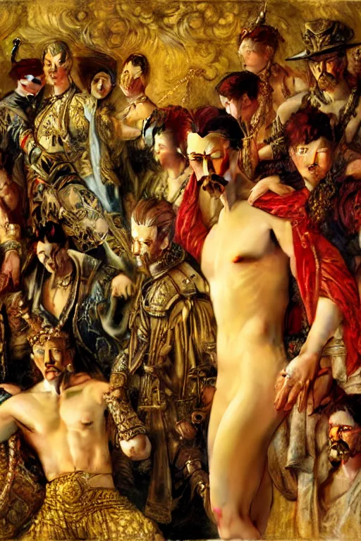 Image similar to the twelve kingdoms, painting by gaston bussiere, craig mullins, j. c. leyendecker, tom of finland