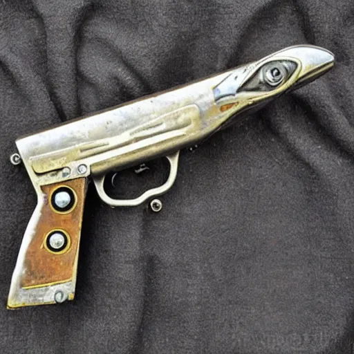 Image similar to a 1930's buck rogers rocket pistol variant