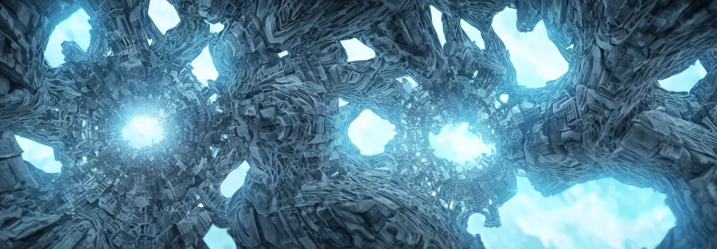 Image similar to 3 d fractal : digital 3 d : machina infinitum artstation : vfx - 3 d : octane render : ue 5 : unreal engine : epic cinematic render