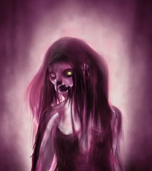 Image similar to decaying death girl flares with evil intentions, midnight hell colors backlit, digital painting, a picture taken by Draca Wilford and Aurore Lephilipponnat