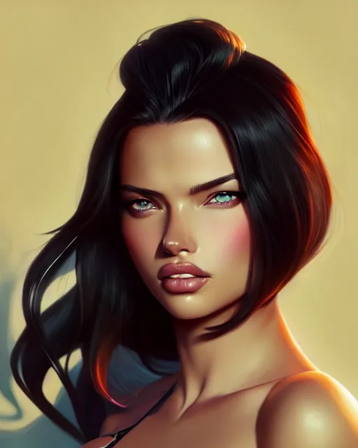 Image similar to portrait of a beautiful adriana lima, art by lois van baarle and ross tran and sam yang and ilya kuvshinov and guweiz, digital art, high detail, sharp focus, unreal engine 5, trending on artstation, deviantart, pinterest, victorias secret, 4 k uhd image