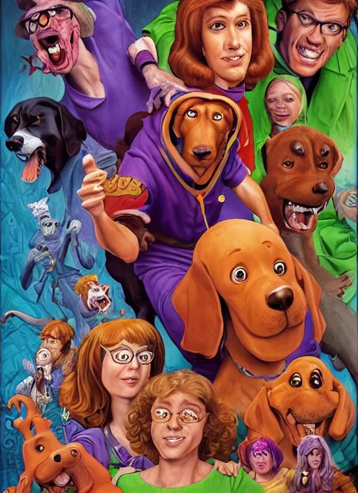 Image similar to portrait of Scooby-Doo in Society (1989), highly detailed, centered, solid color background, digital painting, artstation, concept art, smooth, sharp focus, illustration, artgerm, donato giancola, Joseph Christian Leyendecker, Les Edwards, Ed Repka, WLOP, Artgerm