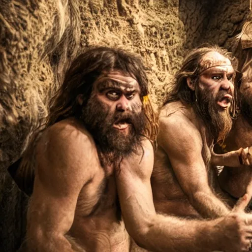 Prompt: cavemen in suites chugging alcohol in real life, intricate, highly detailed, detailed, hyper realistic, 4 k, 8 k uhd, realistic, great detail