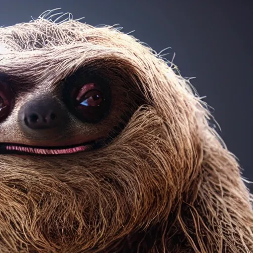 Image similar to star wars but everyone is a sloth, imax, photorealistic, detailed face