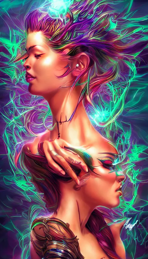 Image similar to psytrance artwork, by artgerm