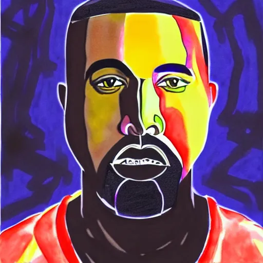 Image similar to a full body drawing of Kanye West in the style of Neon Genesis Evangelion, watercolor, animation, concept art