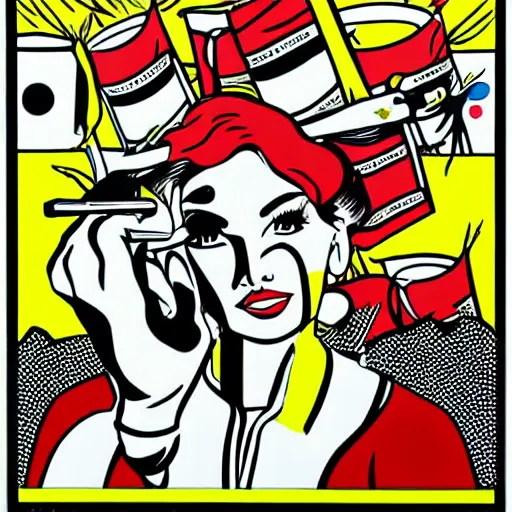 Image similar to Vietnamese wilderness pop art by Roy Lichtenstein